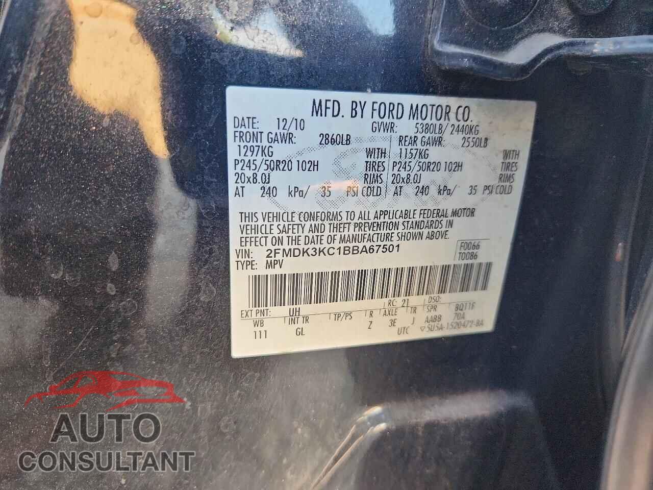 FORD EDGE 2011 - 2FMDK3KC1BBA67501