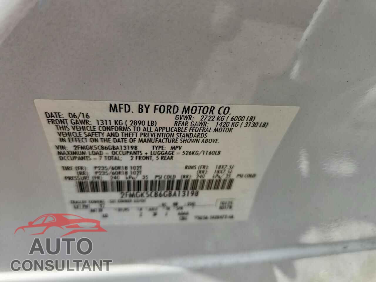 FORD FLEX 2016 - 2FMGK5C86GBA13198