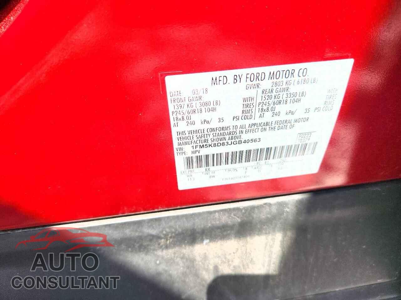 FORD EXPLORER 2018 - 1FM5K8D83JGB40563