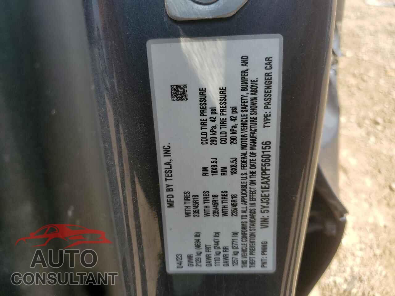 TESLA MODEL 3 2023 - 5YJ3E1EAXPF560156