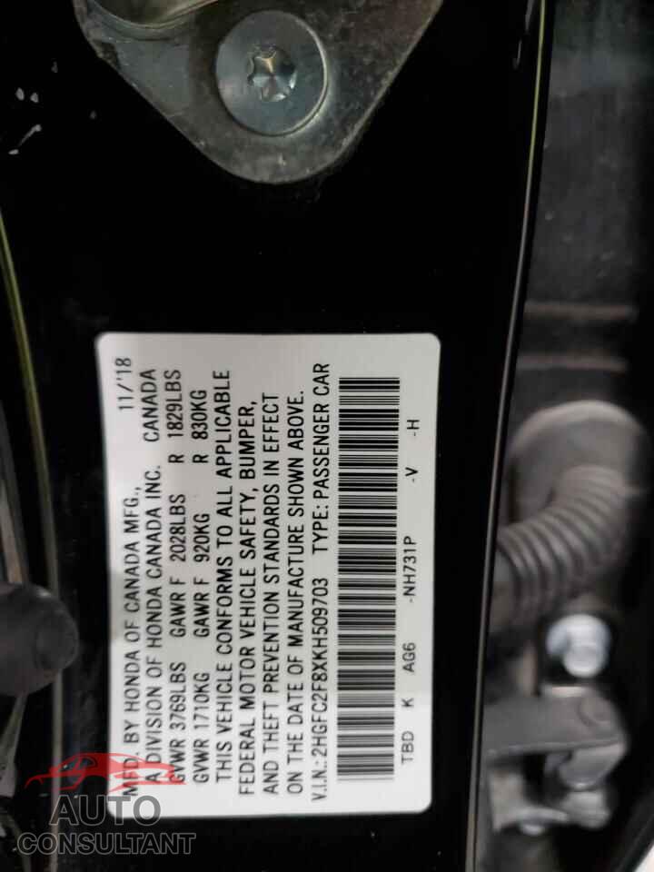 HONDA CIVIC 2019 - 2HGFC2F8XKH509703