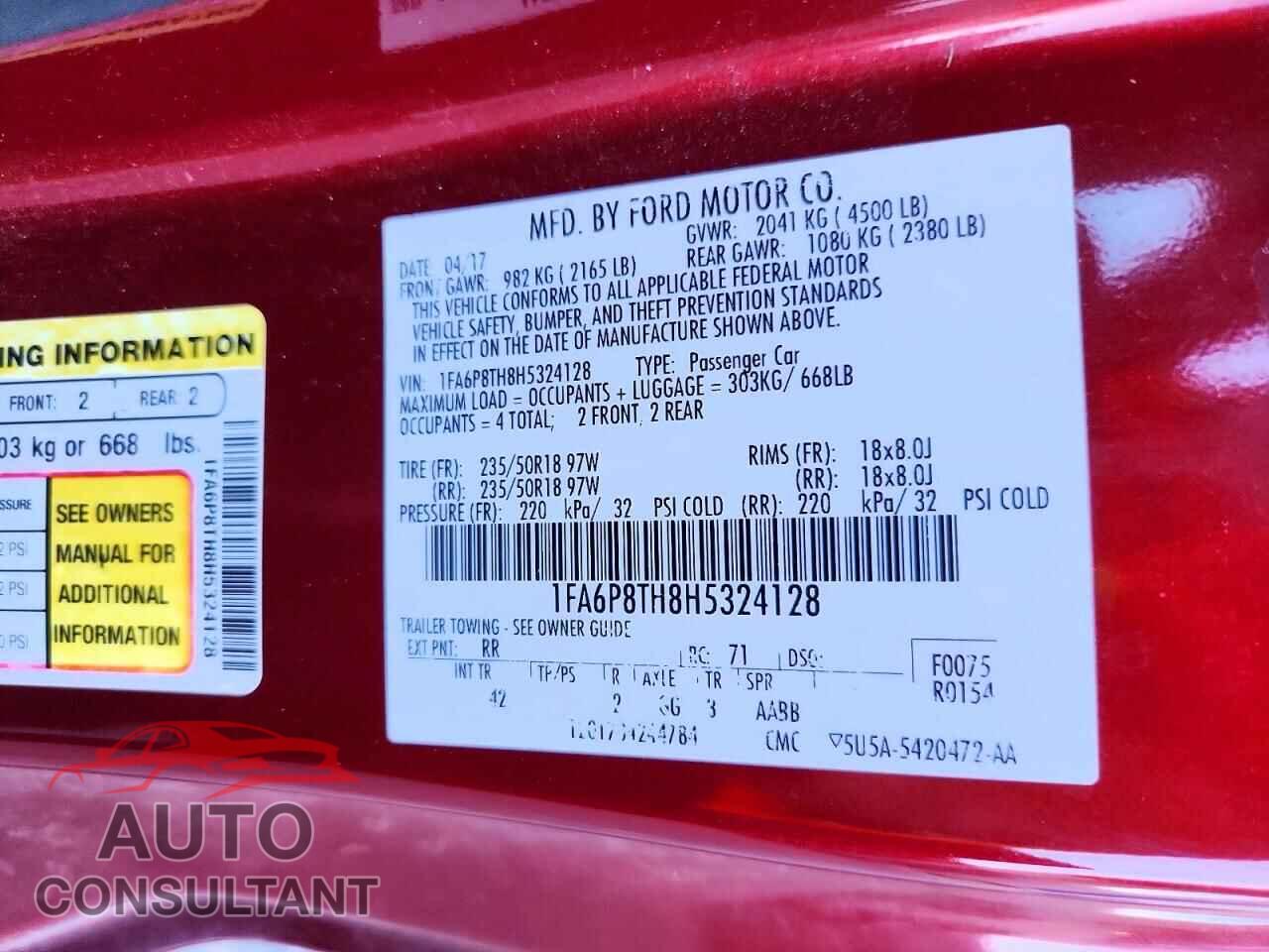 FORD MUSTANG 2017 - 1FA6P8TH8H5324128
