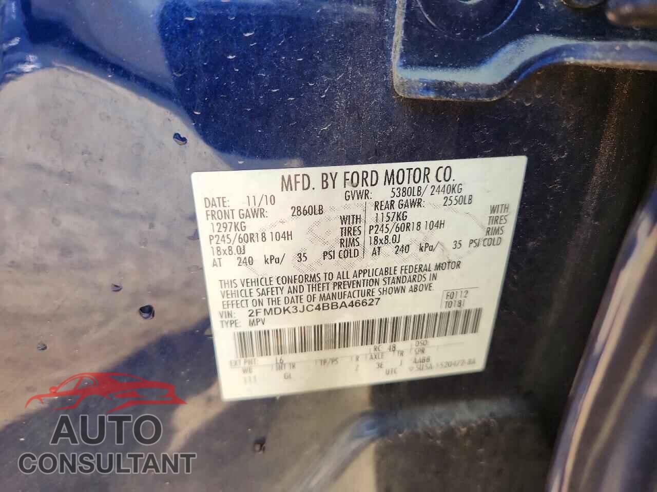 FORD EDGE 2011 - 2FMDK3JC4BBA46627