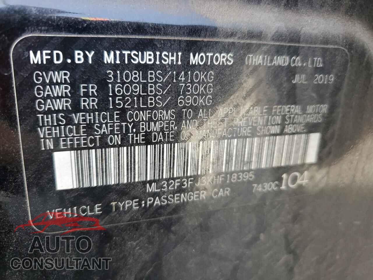 MITSUBISHI MIRAGE 2019 - ML32F3FJ3KHF18395