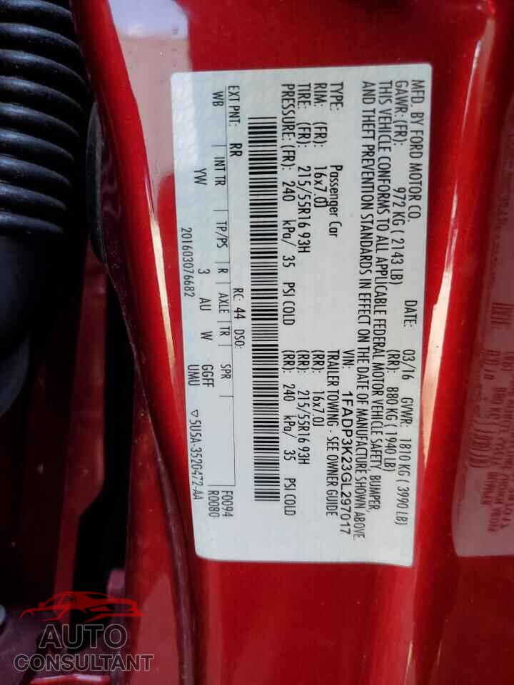 FORD FOCUS 2016 - 1FADP3K23GL297017