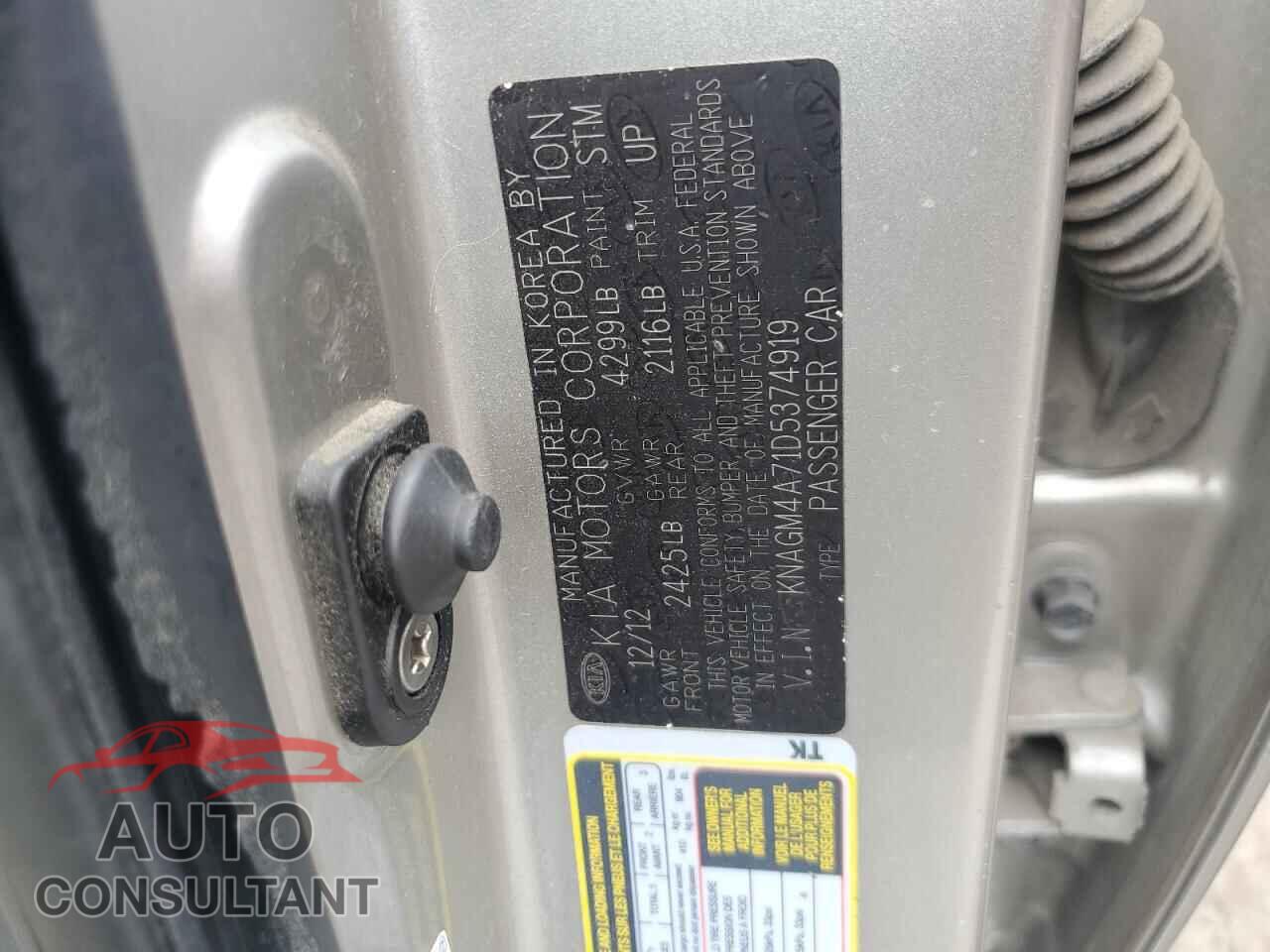 KIA OPTIMA 2013 - KNAGM4A71D5374919