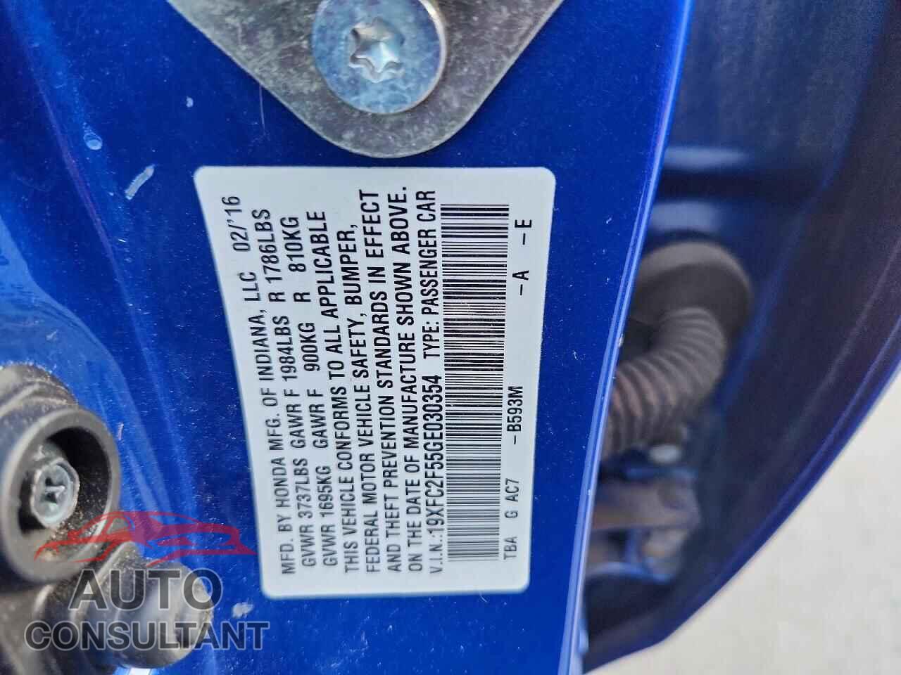 HONDA CIVIC 2016 - 19XFC2F55GE030354