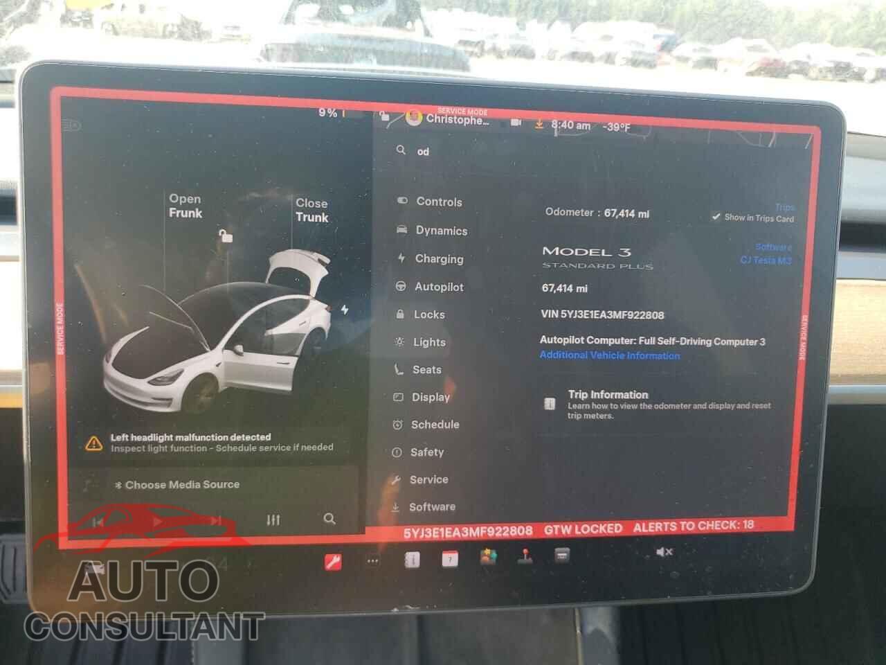 TESLA MODEL 3 2021 - 5YJ3E1EA3MF922808