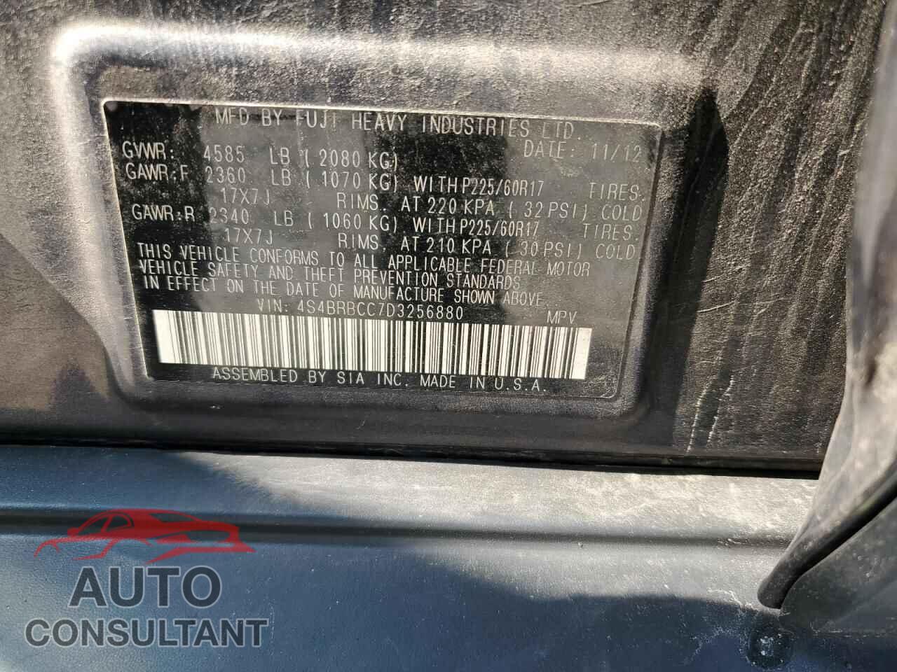 SUBARU OUTBACK 2013 - 4S4BRBCC7D3256880