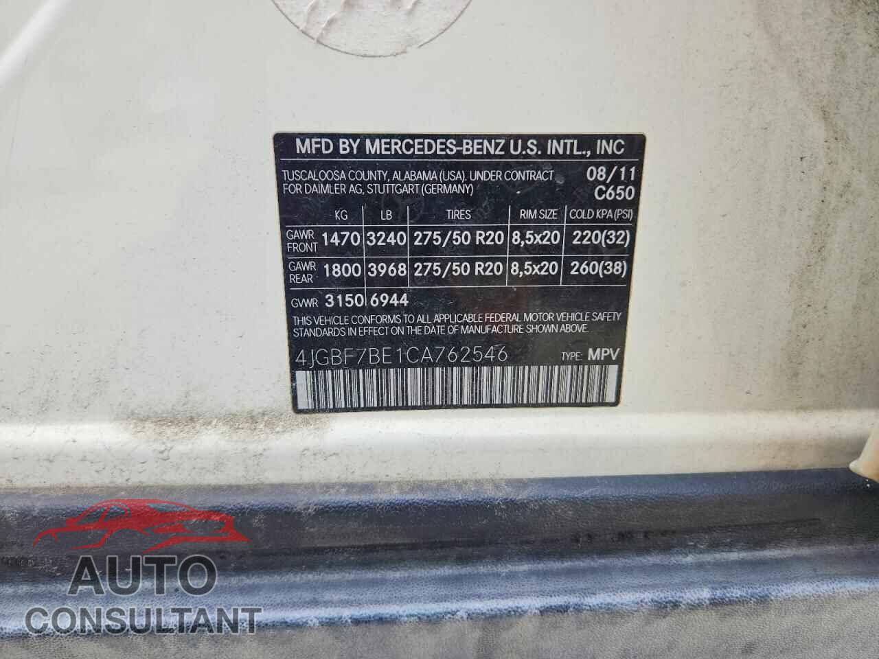 MERCEDES-BENZ GL-CLASS 2012 - 4JGBF7BE1CA762546