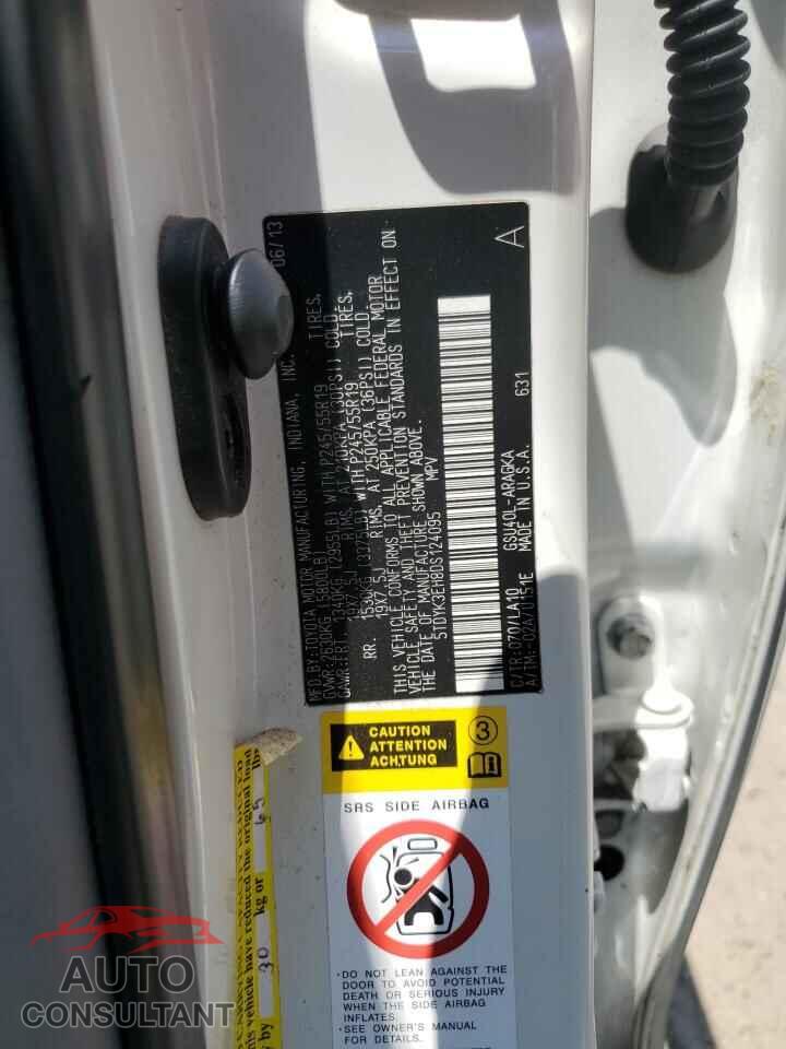 TOYOTA HIGHLANDER 2013 - 5TDYK3EH8DS124095
