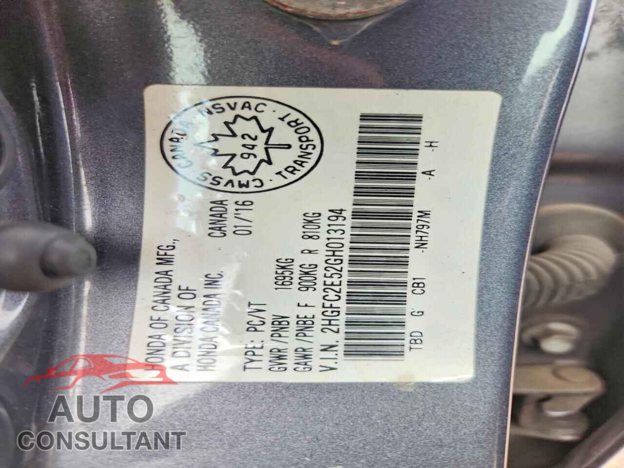 HONDA CIVIC 2016 - 2HGFC2E52GH013194