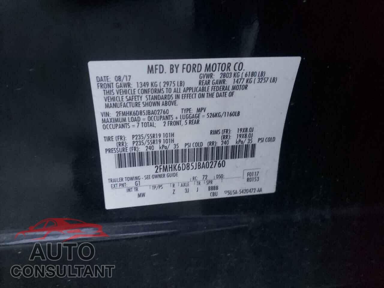 FORD FLEX 2018 - 2FMHK6D85JBA02760