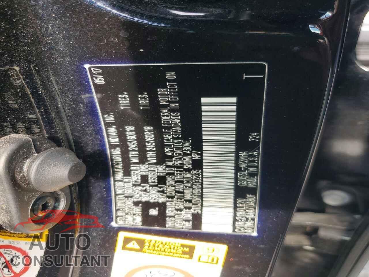 TOYOTA HIGHLANDER 2017 - 5TDJZRFH9HS432235