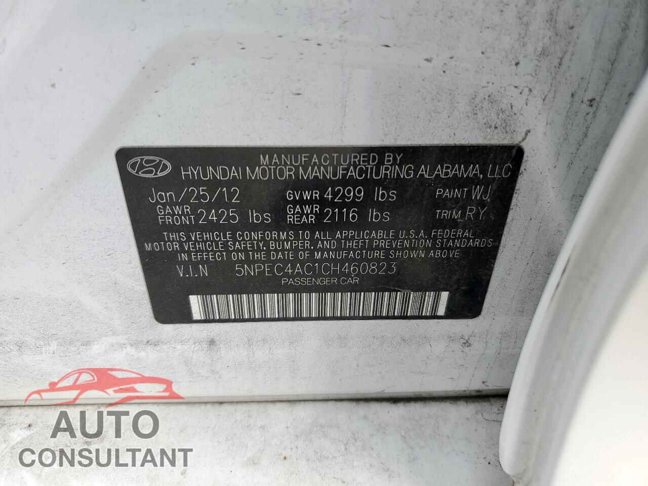 HYUNDAI SONATA 2012 - 5NPEC4AC1CH460823