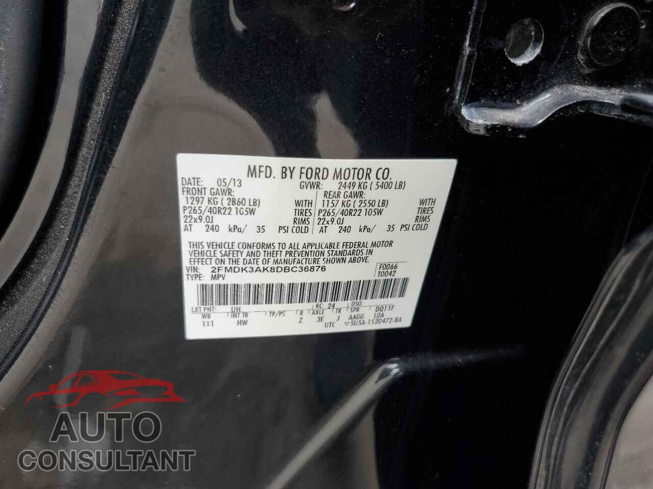 FORD EDGE 2013 - 2FMDK3AK8DBC36876