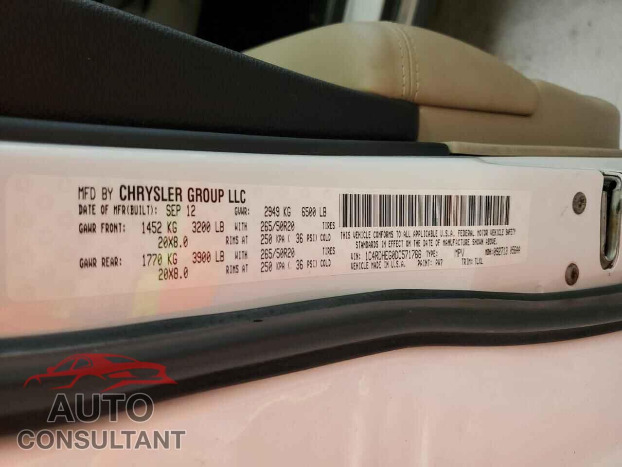 DODGE DURANGO 2013 - 1C4RDHEG0DC571766