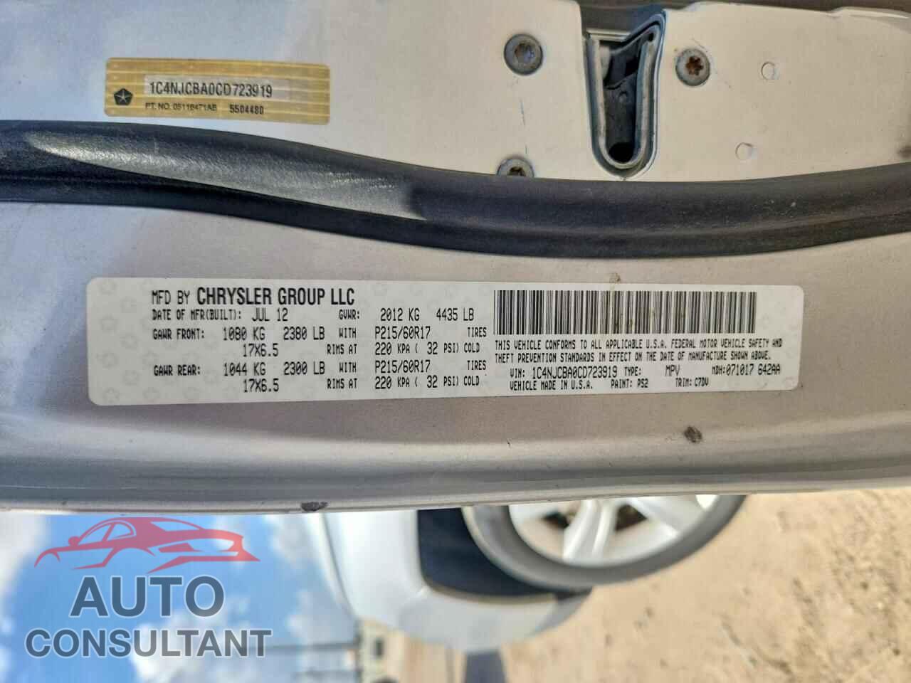 JEEP COMPASS 2012 - 1C4NJCBA0CD723919