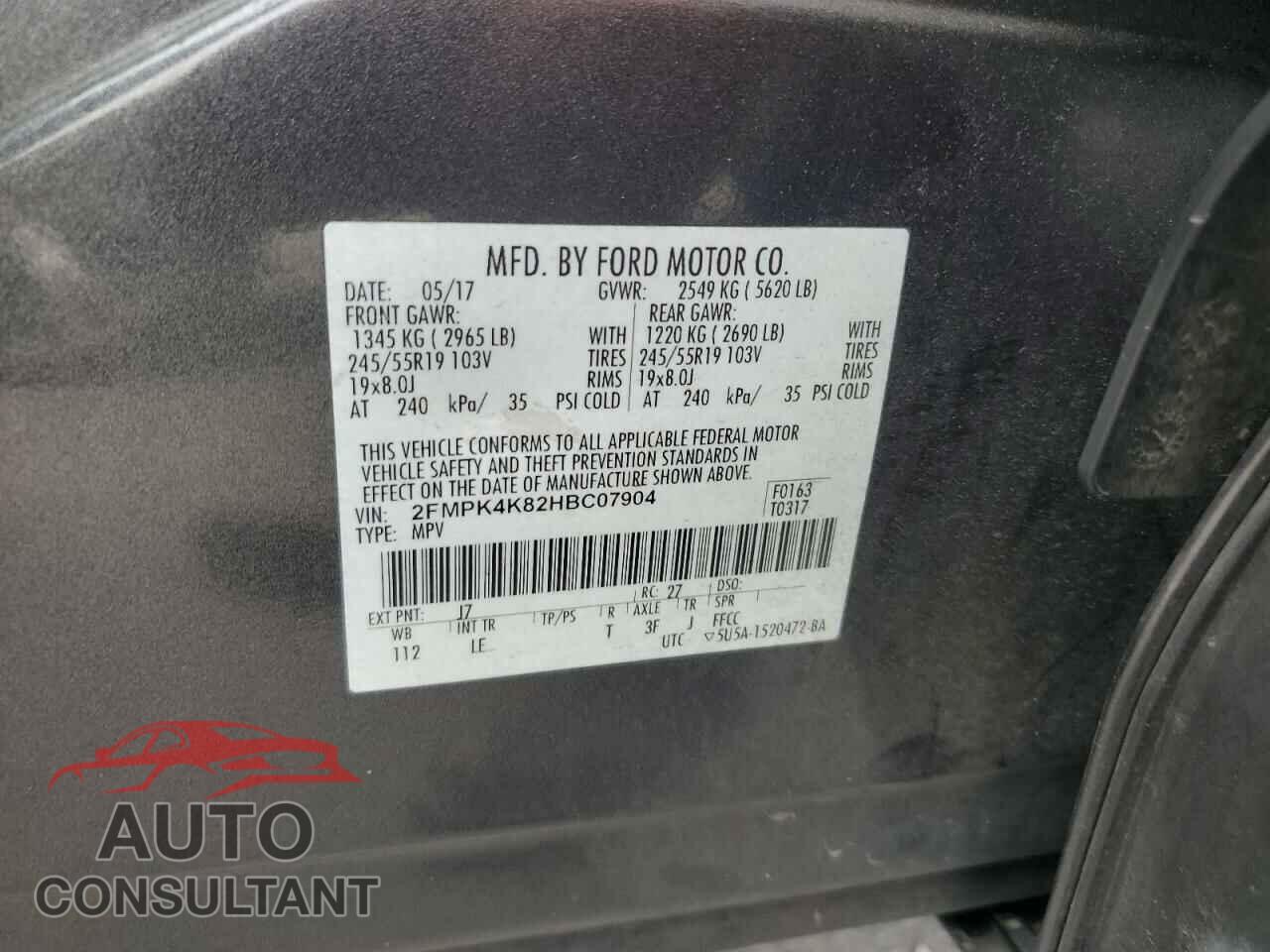 FORD EDGE 2017 - 2FMPK4K82HBC07904