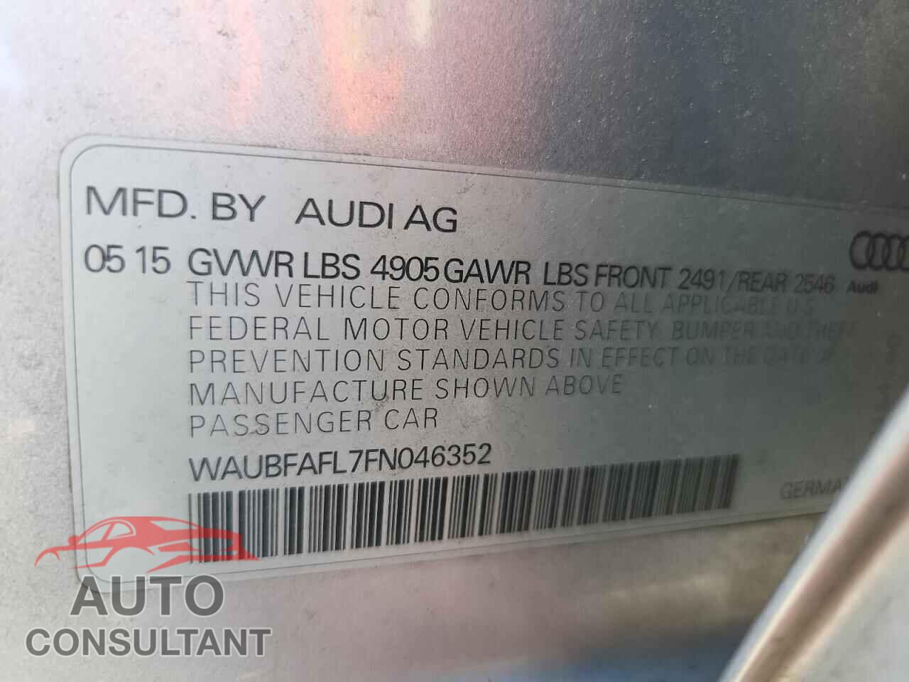 AUDI A4 2015 - WAUBFAFL7FN046352