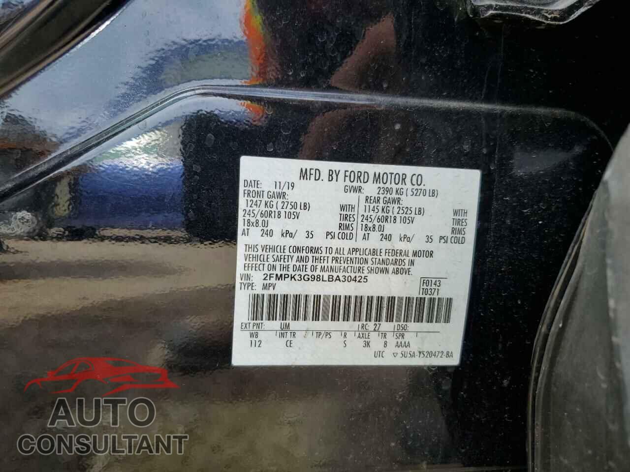 FORD EDGE 2020 - 2FMPK3G98LBA30425