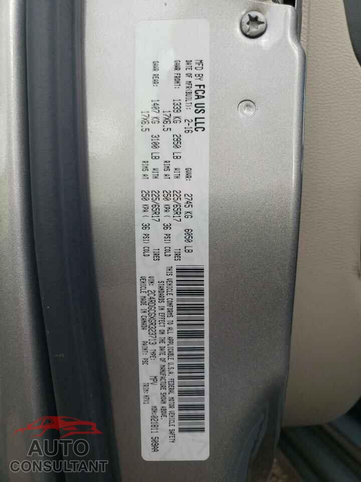 DODGE CARAVAN 2016 - 2C4RDGCGXGR323713