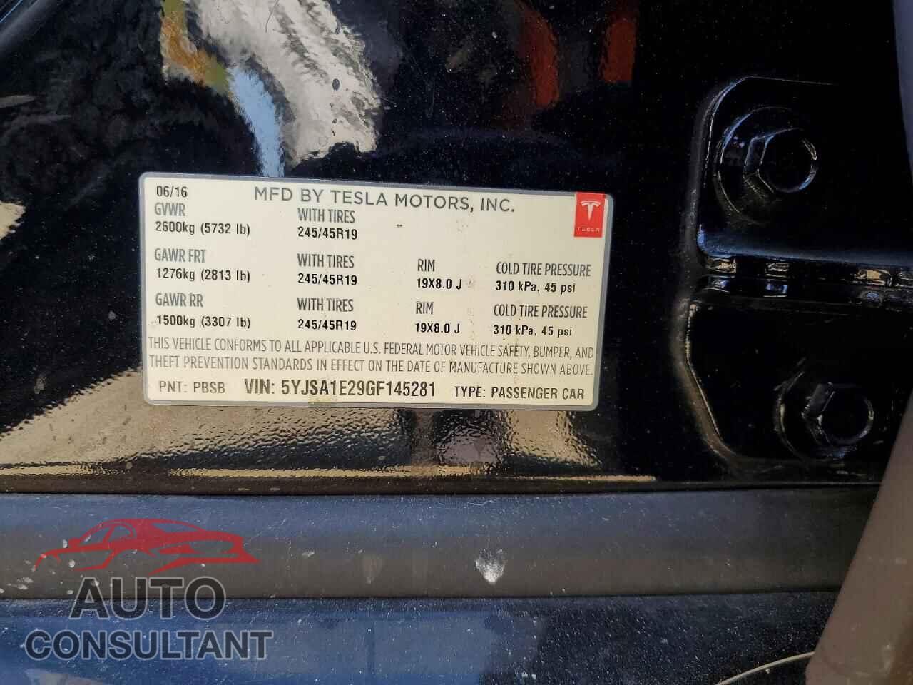 TESLA MODEL S 2016 - 5YJSA1E29GF145281