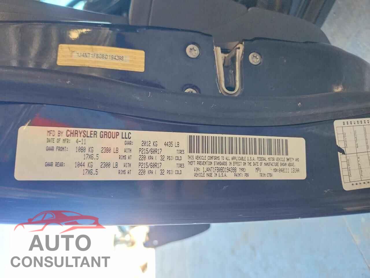 JEEP COMPASS 2011 - 1J4NT1FB0BD194398