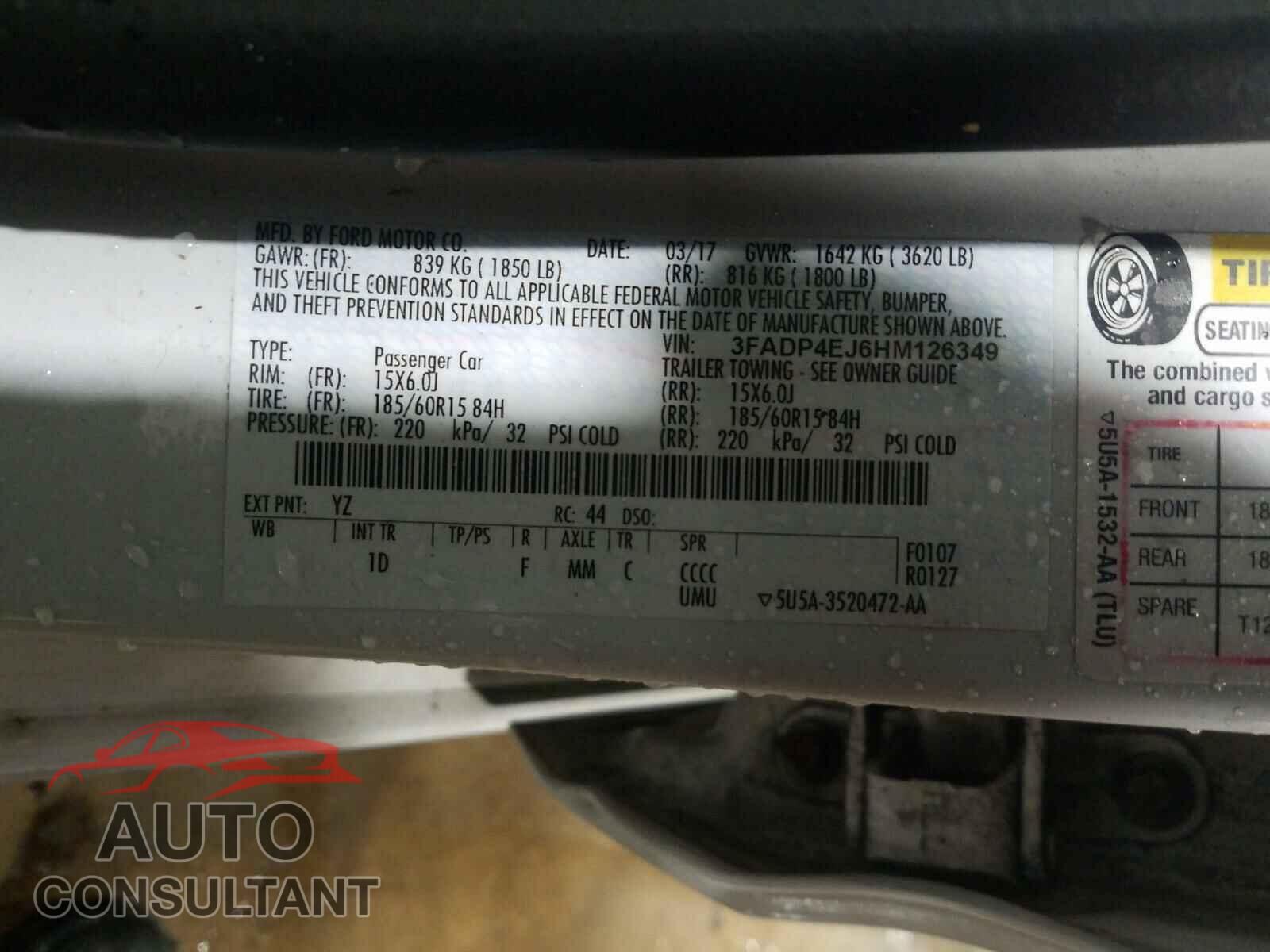 FORD FIESTA 2017 - 3FADP4EJ6HM126349