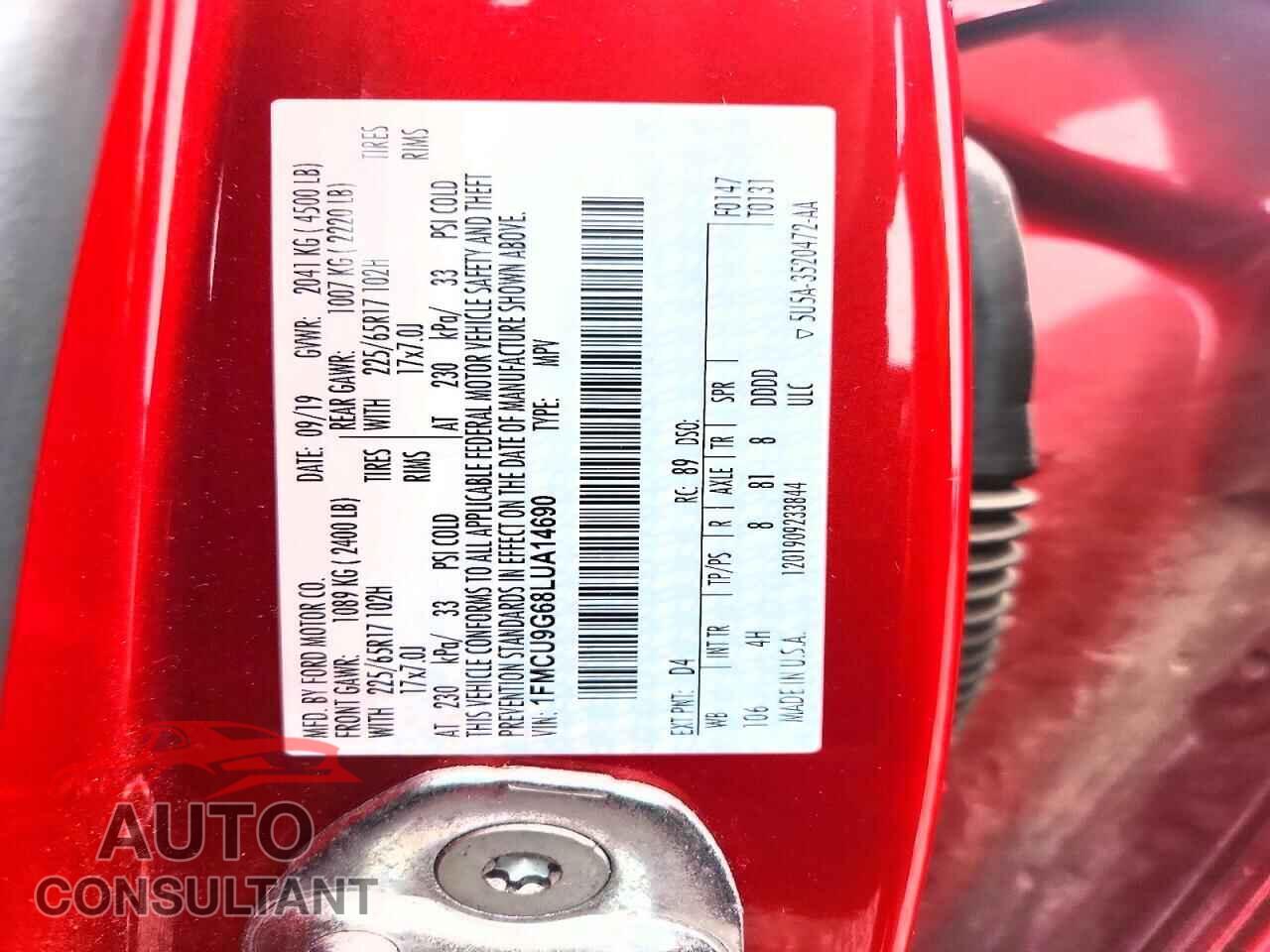 FORD ESCAPE 2020 - 1FMCU9G68LUA14690