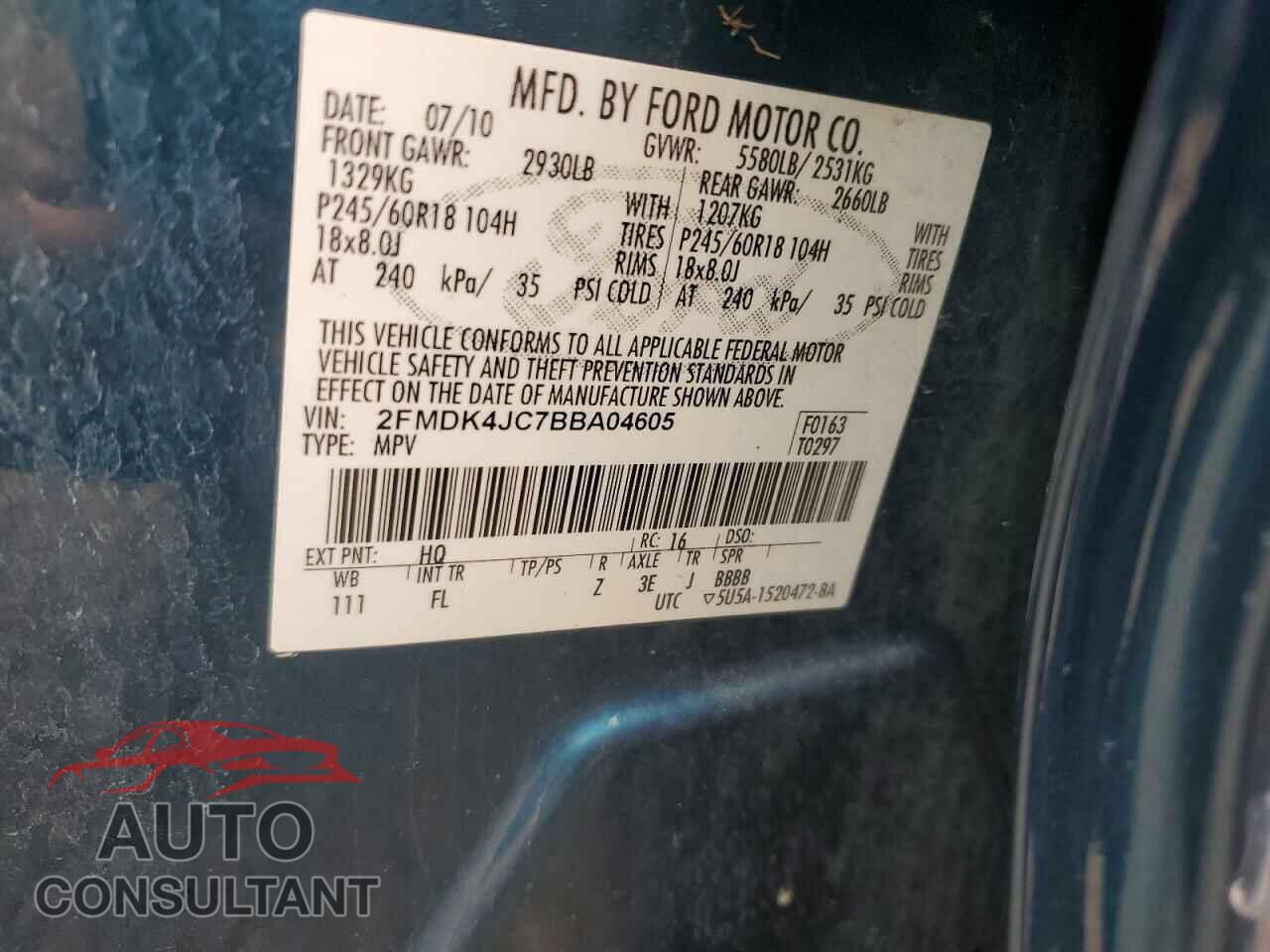 FORD EDGE 2011 - 2FMDK4JC7BBA04605