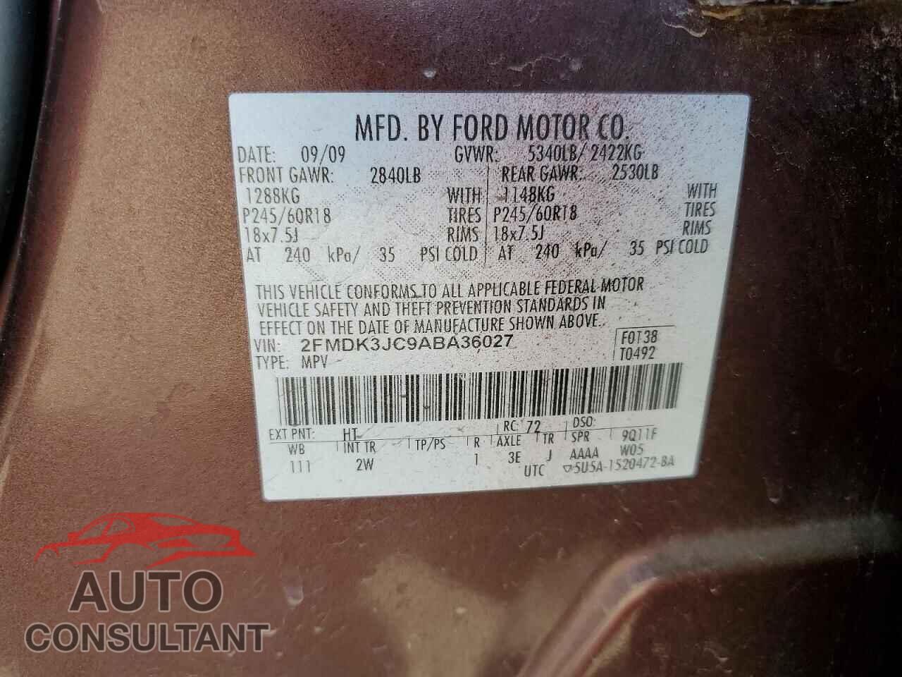 FORD EDGE 2010 - 2FMDK3JC9ABA36027