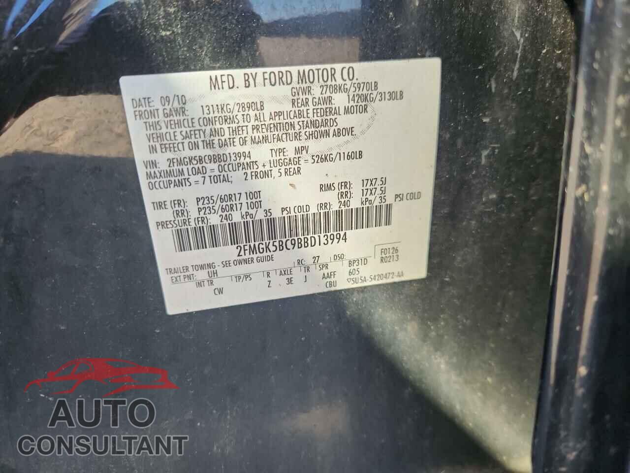 FORD FLEX 2011 - 2FMGK5BC9BBD13994