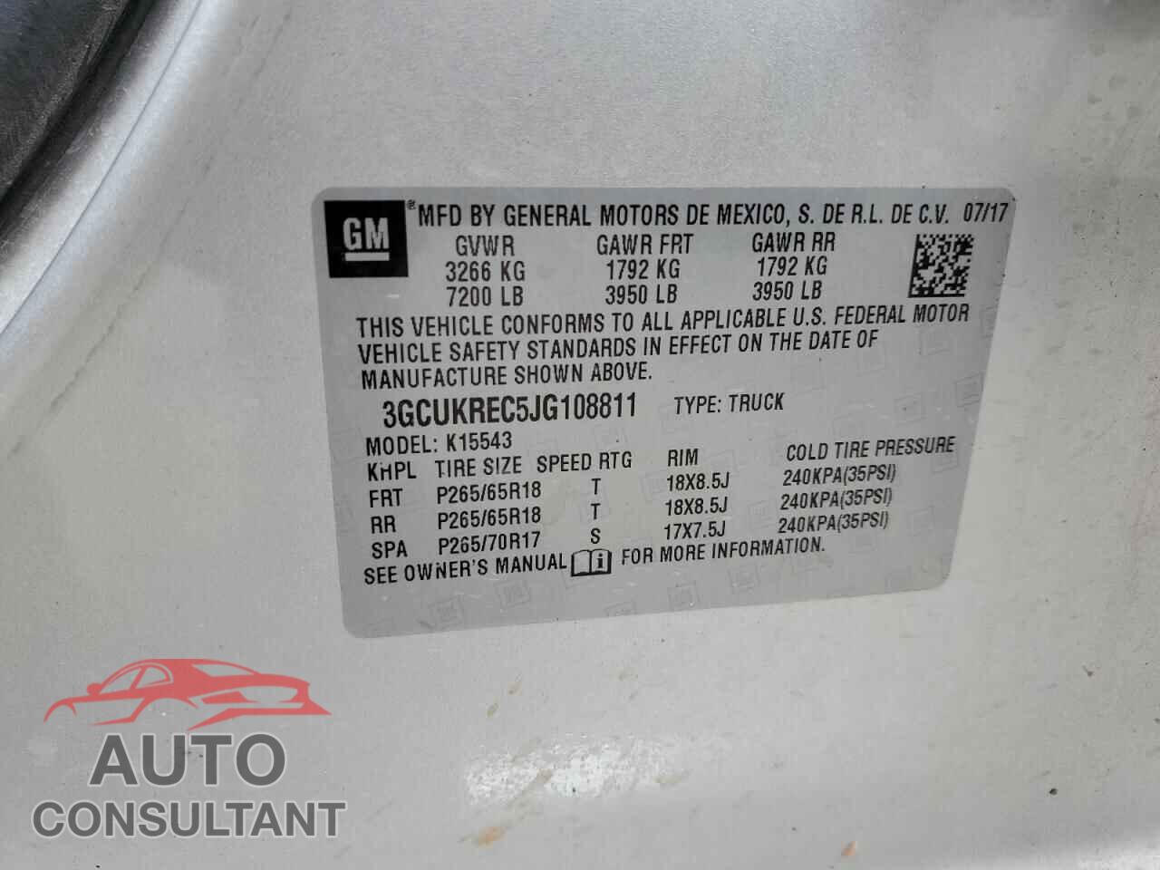 CHEVROLET ALL Models 2018 - 3GCUKREC5JG108811