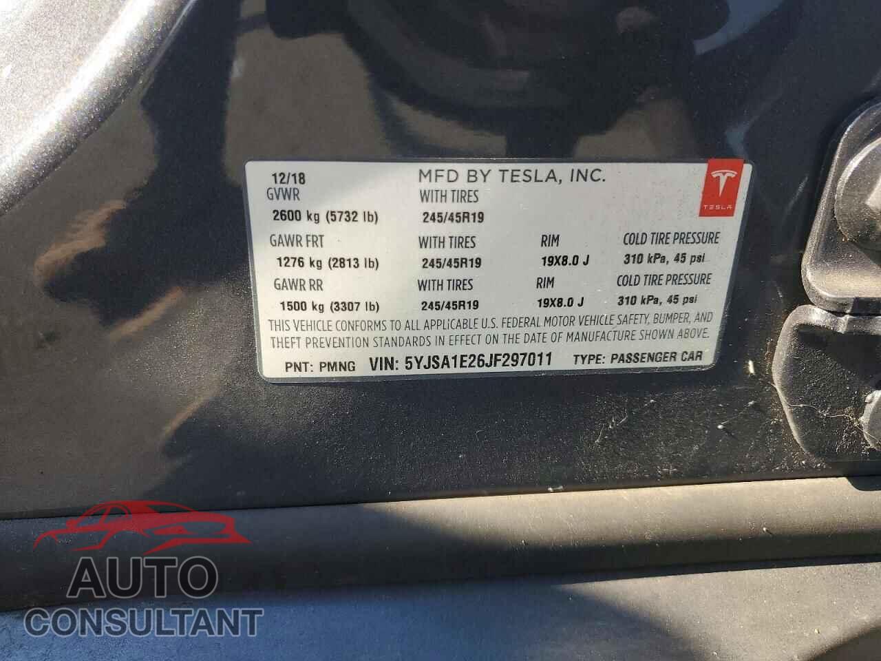 TESLA MODEL S 2018 - 5YJSA1E26JF297011