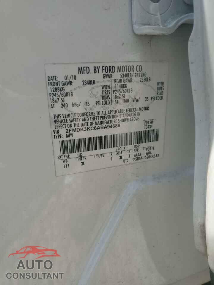 FORD EDGE 2010 - 2FMDK3KC6ABA94689
