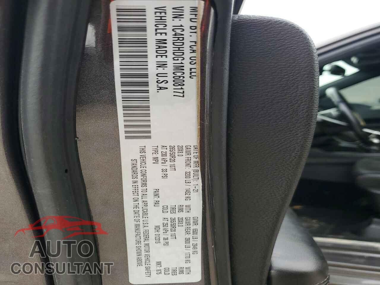 DODGE DURANGO 2021 - 1C4RDHDG1MC608177