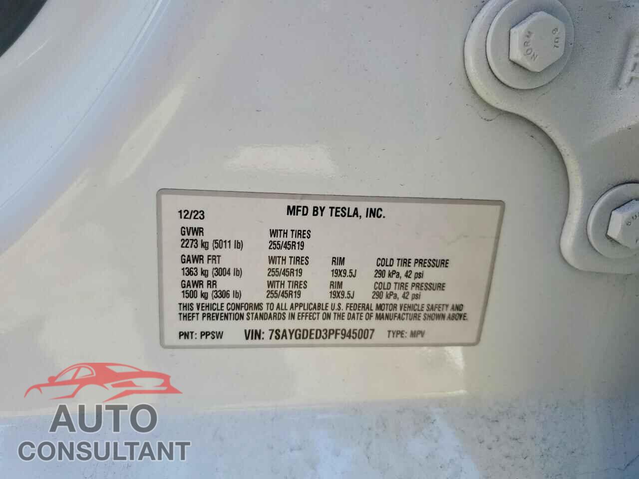 TESLA MODEL Y 2023 - 7SAYGDED3PF945007