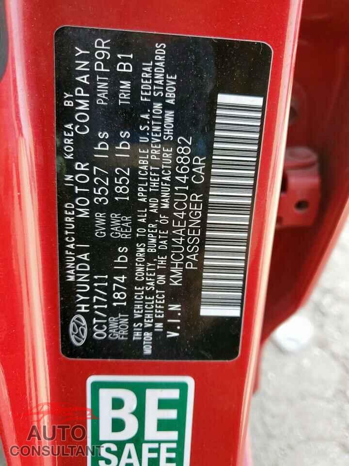 HYUNDAI ACCENT 2012 - KMHCU4AE4CU146882