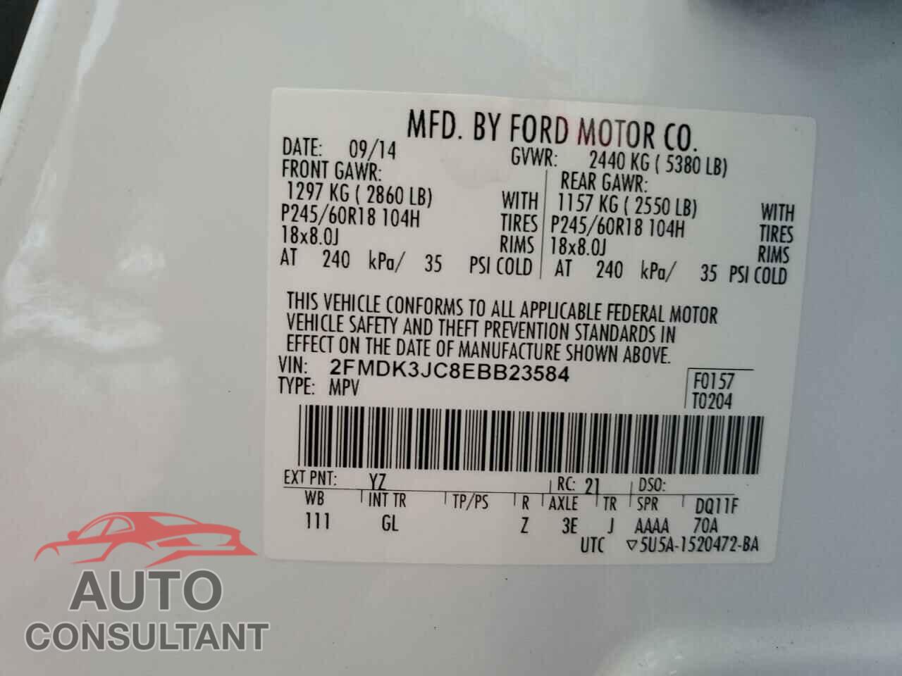 FORD EDGE 2014 - 2FMDK3JC8EBB23584