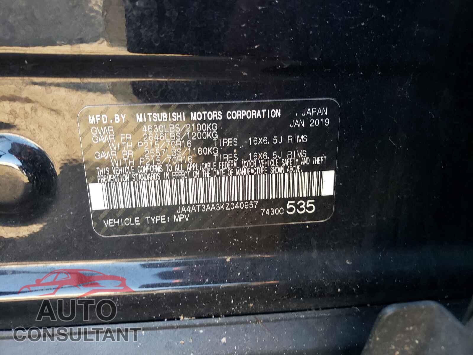 MITSUBISHI ECLIPSE 2019 - JA4AT3AA3KZ040957