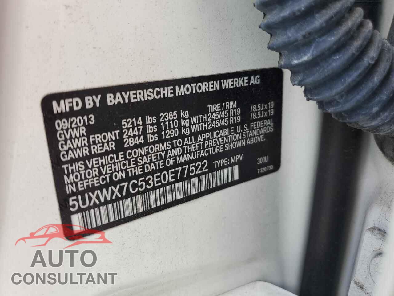 BMW X3 2014 - 5UXWX7C53E0E77522