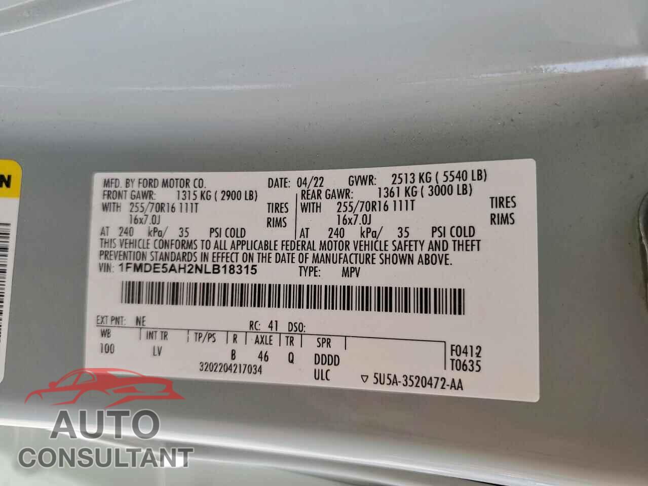 FORD BRONCO 2022 - 1FMDE5AH2NLB18315