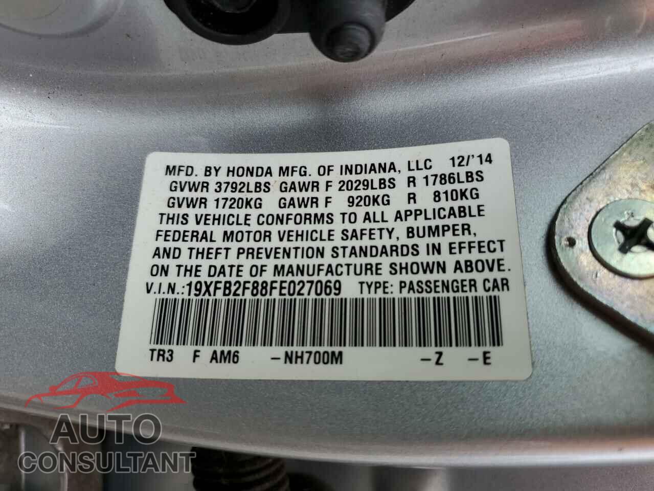 HONDA CIVIC 2015 - 19XFB2F88FE027069