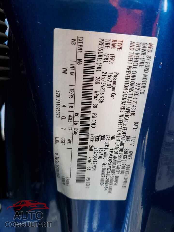 FORD FOCUS 2018 - 1FADP3FE3JL208364