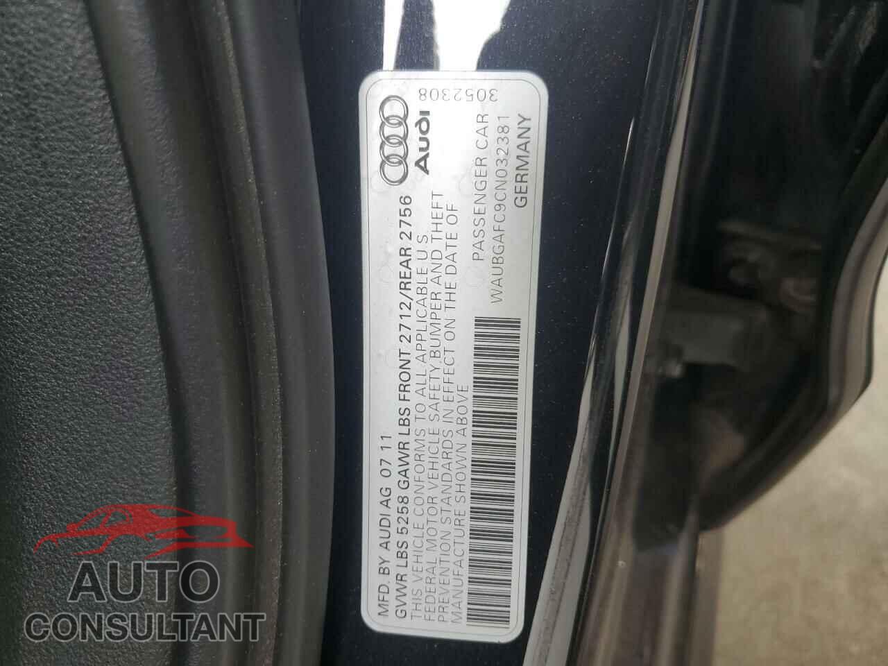 AUDI A6 2012 - WAUBGAFC9CN032381