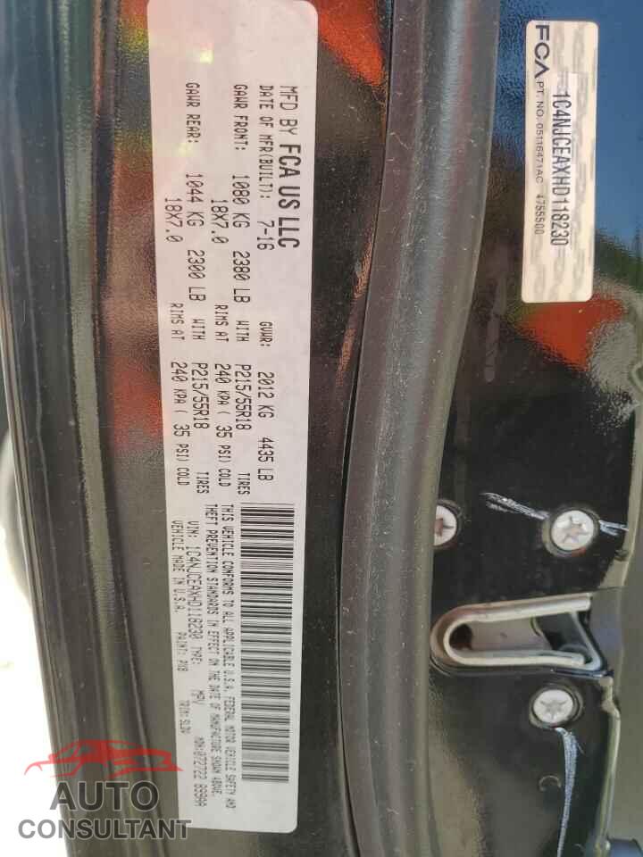 JEEP COMPASS 2017 - 1C4NJCEAXHD118230