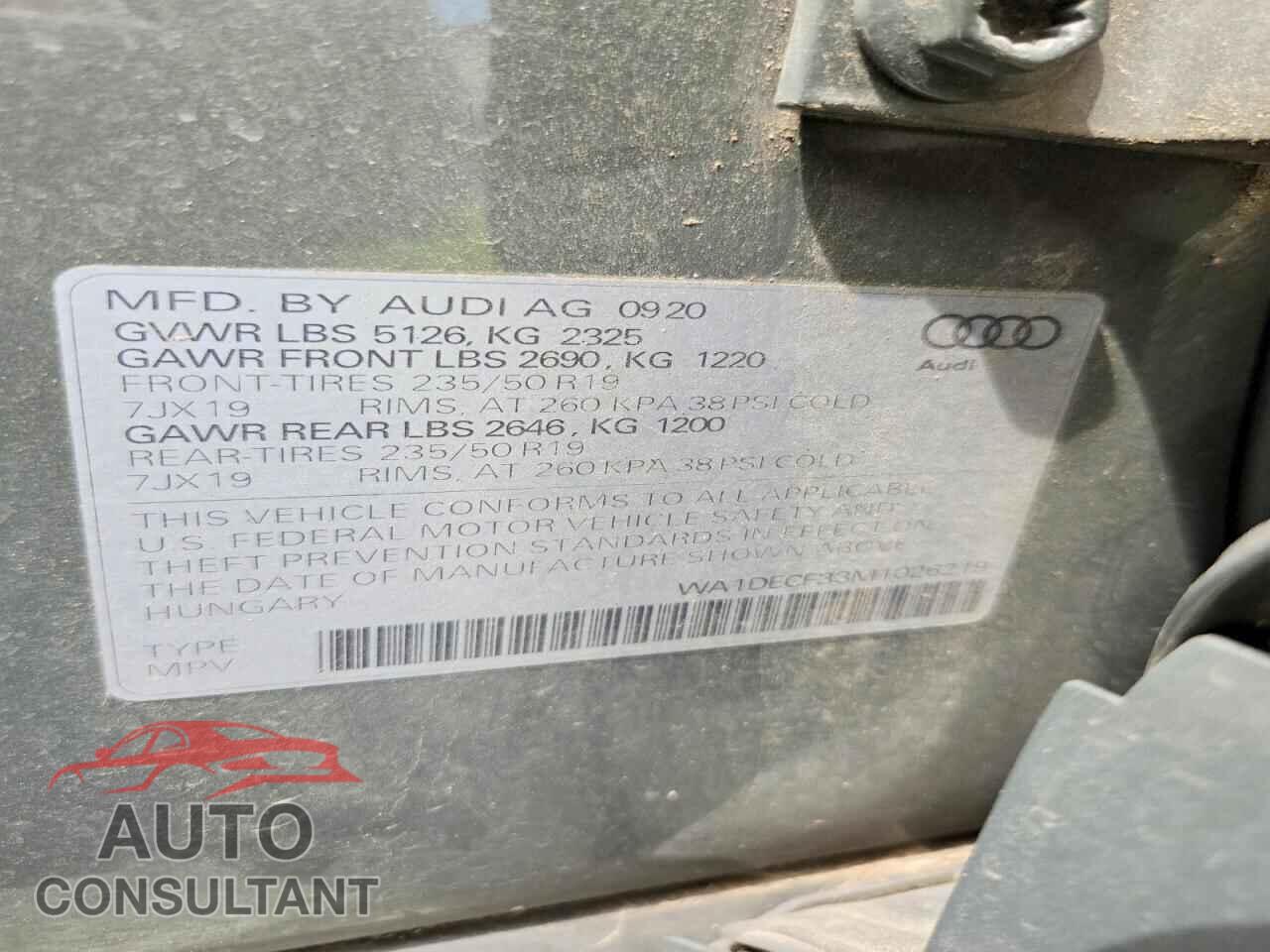 AUDI Q3 2021 - WA1DECF33M1026219