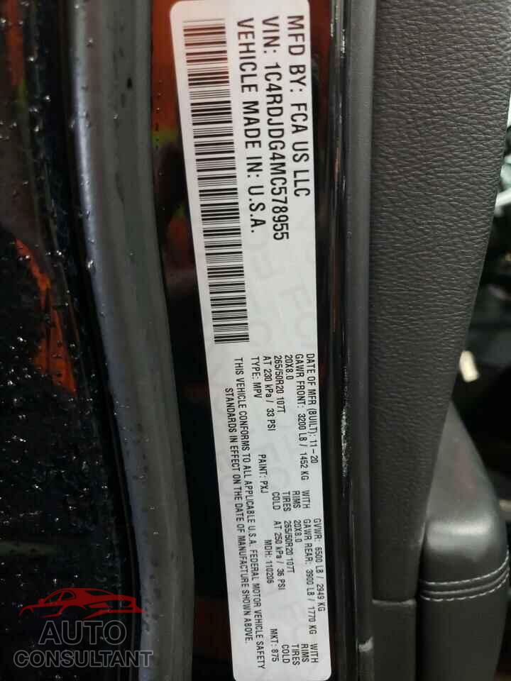 DODGE DURANGO 2021 - 1C4RDJDG4MC578955