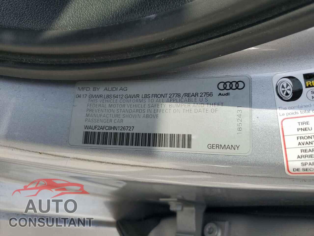 AUDI A6 2017 - WAUF2AFC8HN126727